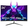 thumbnail image 1 of Gawfolk 24-Inch Curved Gaming Monitor 120Hz Full HD 1080P Built-In Speakers Tilt Adjustable, 1 of 8