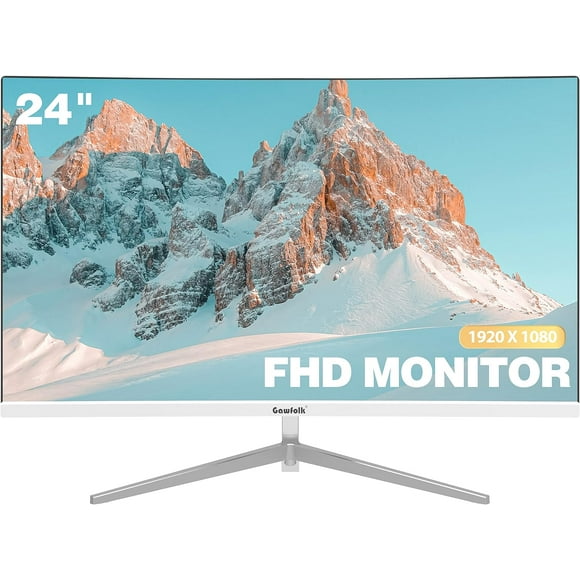 Gawfolk 24 Inch Monitor FHD 1080p 75Hz Ultra-Thin Bezel-less VA Display, HDMI VGA Computer Monitor Home Office Movies