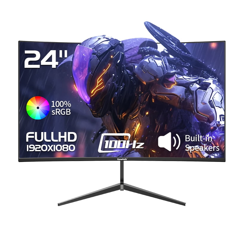 Solid Monitor Gawfolk 24-inch Curved Gaming Monitor 100Hz, FHD 1080P, Built-in ...