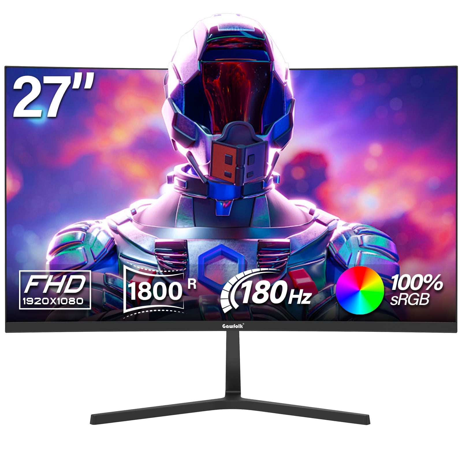 Gawfolk 27 Zoll Curved Gaming Monitor QHD 180Hz - Gebogener Gaming Bildschirm