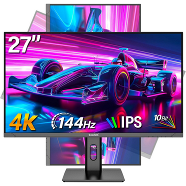 Gawfolk 27 Inch 4K UHD 144Hz Gaming Monitor | IPS Panel | AdaptiveSync | HDMI 2.0 & DP 1.4, Tilt/Height/Pivot/Swivel Adjustable