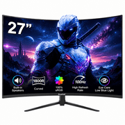 Gawfolk 27 inch Curved Monitor 100Hz Computer Pc Full HD 1080p,Gaming 1800R Radius, Built-In Speakers, HDMI