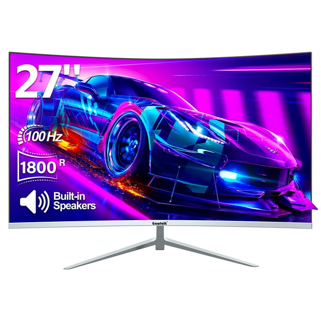 Gawfolk 27 Inch Curved Monitor 100hz, PC Monitors Full HD 1920 X 1080P