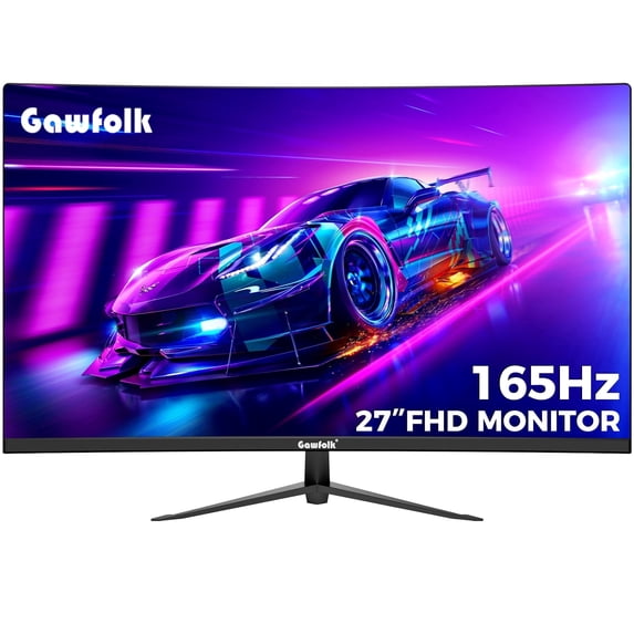 Gawfolk 27" PC Gaming Monitor 165Hz, Full HD 1080P Bezel-less Display Supports DP and HDMI (Black)
