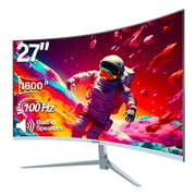 Gawfolk 27 inch Curved Monitor 100hz, PC White Computer Gaming Monitor FHD 1080P, 1800R, Frameless, Built-in Speakers