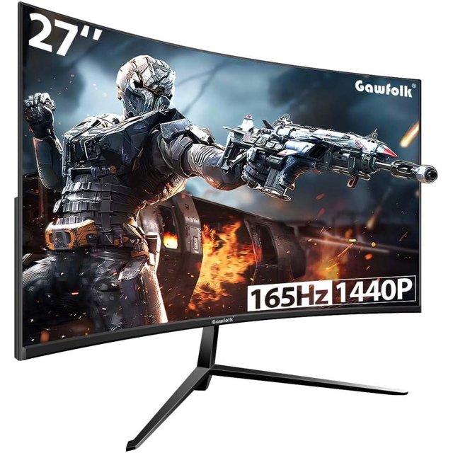 Gawfolk 27" Large Gaming Computer Screen, QHD 2K, 165Hz, DP/HDMI, Bezel