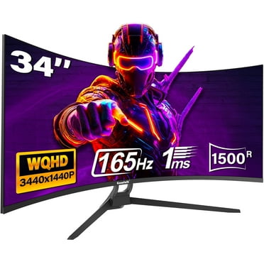 Gawfolk 34-Inch Curved Ultrawide Gaming Monitor 165Hz 1500R WQHD 3440x1440 FreeSync Adjustable Stand