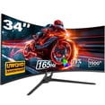 thumbnail image 1 of Gawfolk 34-Inch Curved Ultrawide Gaming Monitor, UWQHD 3440x1440, 165Hz, Adjustable Stand, 1 of 9