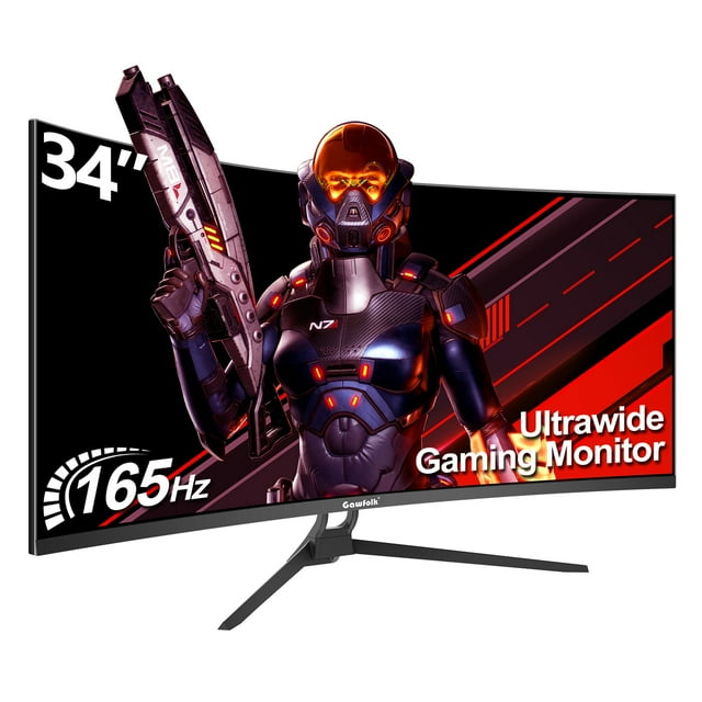 Great Voell Moniteur Ultra-Large 34 Pouces, 21:9, UWQHD (3440x1440P), Moniteur De Jeu Incurvé 1500R, 165Hz, HDR, 1ms, Protection Oculaire Anti-lumière Bleue, VESA, Avec FreeSync, HDMI 2.0, DP 1.4