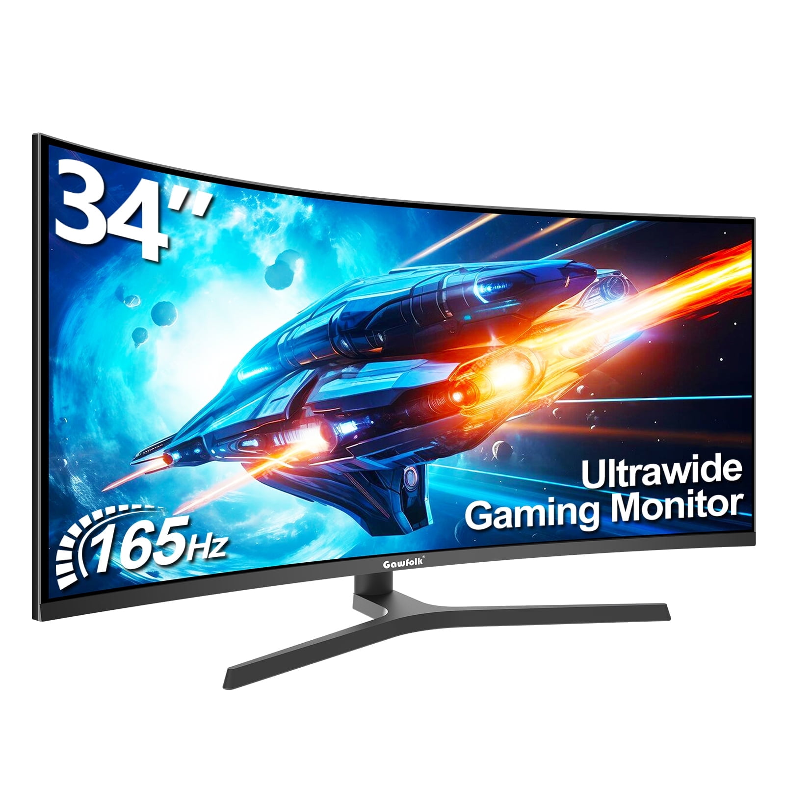 Gawfolk 34 Inch Ultrawide Curved Gaming Monitor, 1500R PC screen 165hz ...