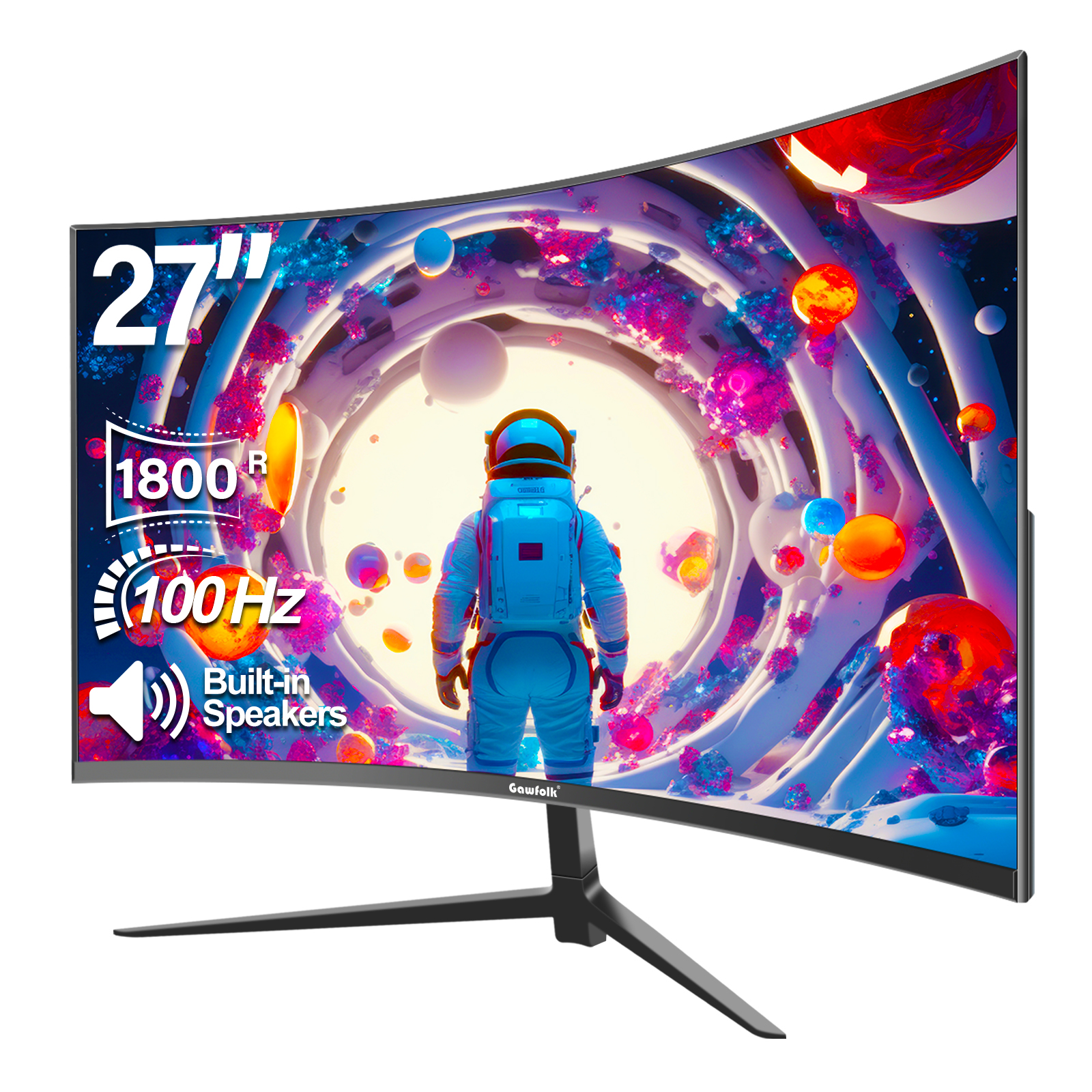 Moniteur Gaming Incurvé 27 Pouces QHD 180Hz - Résolution 2560x1440 - Courbure 1800R - AMD FreeSync - Ports HDMI Et DP