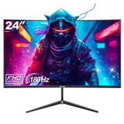 Gawfolk Gaming Monitor 165Hz/180Hz 24-inch 1080p Curved Computer PC Monitor , Eye-Care Technology, DP, HDMI, Black, Wall Mounting