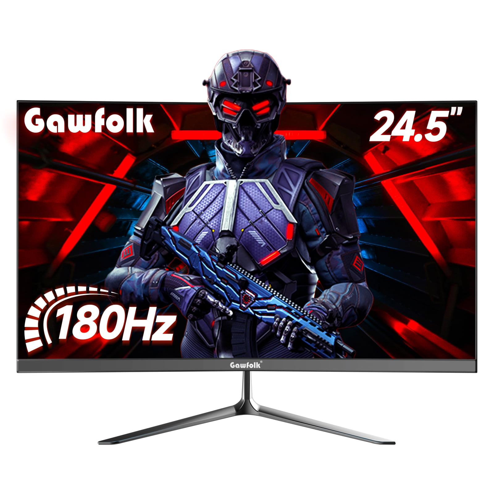 Gawfolk Gaming Monitor 24.5 Inch 180Hz, 144Hz FHD 1080P Curved Computer
