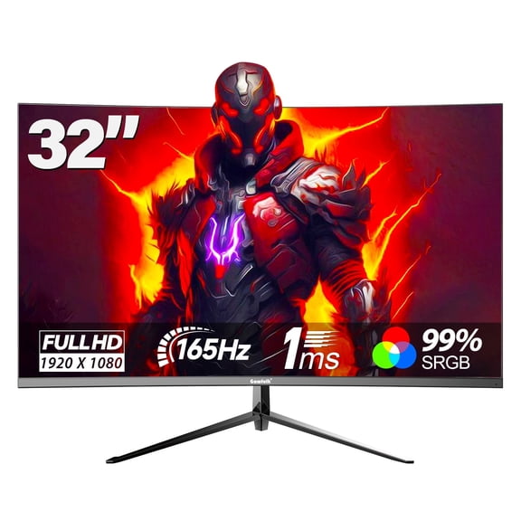 Gawfolk Gaming Monitor 32 inch 144Hz,165Hz Frameless Curved Computer Display , PC Monitor Full HD 1080P, DP, HDMI Port (Black)
