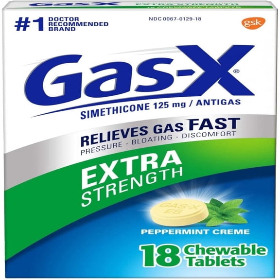 Gas-X Extra Strength Peppermint Chewable Tablet for Fast Gas Relief, 18 count