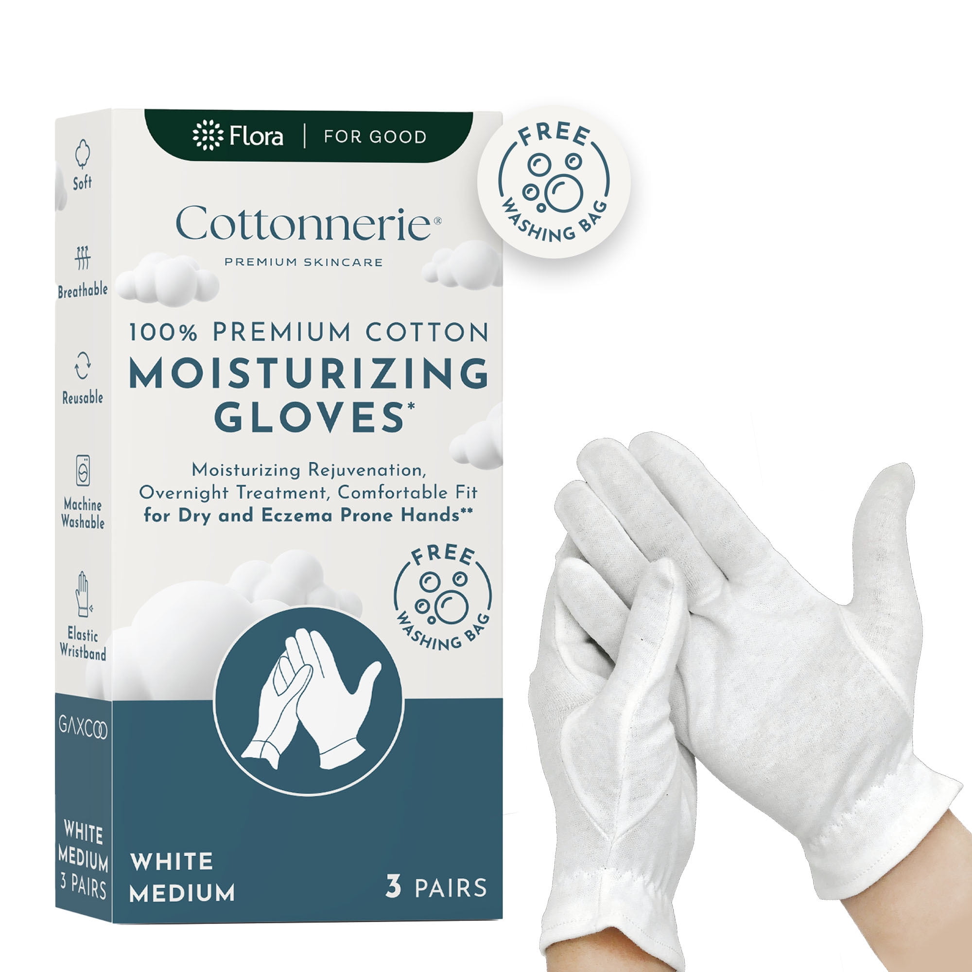 Gaxcoo/Cottonnerie 100 Premium Cotton Moisturizing Gloves Eczema