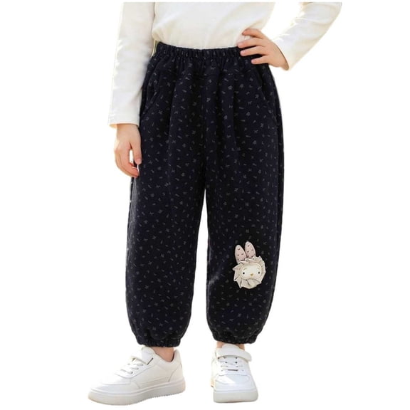 Gaxelrn Girls Kids Jogger Pants, Ditsy Floral Print Loose Balloon Trousers with Pockets, Elastic Waist and Cuffed Ankles,Size 5-6 T