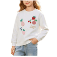thumbnail image 1 of Gaxelrn Toddler Girls Cotton Crewneck Sweatshirt with Embroidered Fruit Applique,Long Sleeve,White,Size 2-3 T, 1 of 5