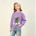 thumbnail image 1 of Gaxelrn Toddler Girls Dinosaur Applique Long Sleeve Crewneck Sweatshirt Cotton Pullover,Size 6-7 T, 1 of 6