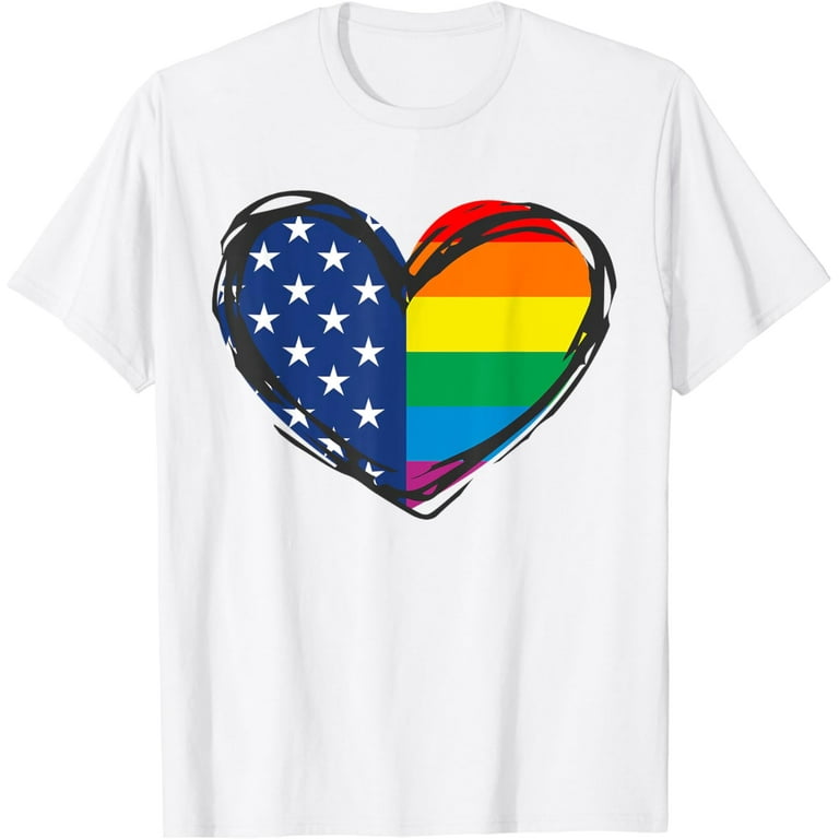 Gay 4th of July Rainbow Pride LGBTQ American Flag T-Shirt
