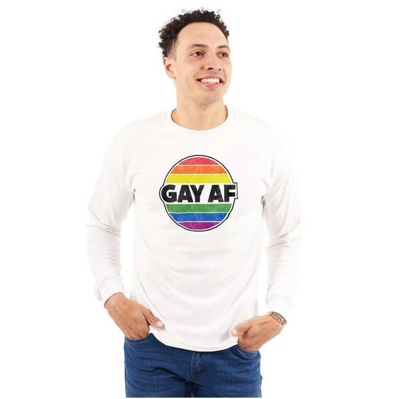Gay AF Rainbow Pride LGBTQ Queer Long Sleeve TShirt Men Women Brisco Brands M