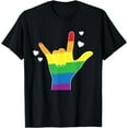 thumbnail image 1 of Gay ASL ILY - Deaf Gay Pride Outfit Gay Sign Langauge Gift T-Shirt, 1 of 4