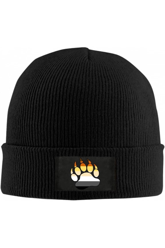 Gay Bear Pride Paw Beanie Hat for Women Men Winter Hat Cuffed Winter Beanie Warm Skull Cap Plain Knit Hat Cap