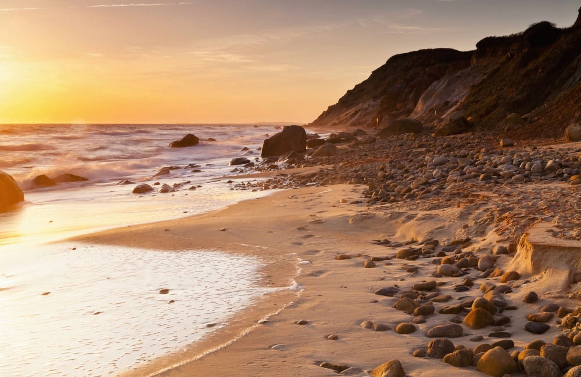 Gay Head Public Beach at sunset Marthas Vineyard Massachusetts United States of America Canvas Art - Kav Dadfar Design Pics (38 x 24)