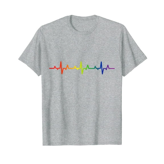 Gay Heartbeat Pride Rainbow Flag LGBTQ Cool LGBT Ally Gift Unisex T-Shirt Funny Cute Shirts