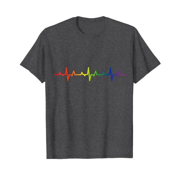Gay Heartbeat Pride Rainbow Flag LGBTQ Cool LGBT Ally Gift Unisex T-Shirt Funny Cute Shirts