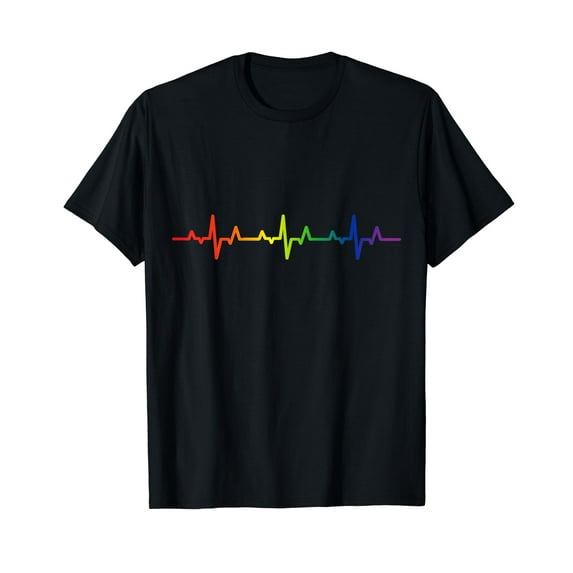Gay Heartbeat Pride Rainbow Flag LGBTQ Cool LGBT Ally Gift Unisex T-Shirt Funny Cute Shirts