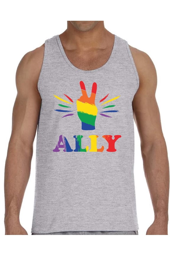 Gay LGBT Ally Color Tank Top for Men - S M L XL 2XL Graphic Tee - Lesbian Pride Support Tee Top Gift
