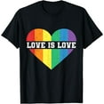 thumbnail image 1 of Gay Lesbian Pride Vintage Rainbow Heart LGBT Love Is Love T-Shirt, 1 of 4