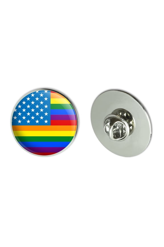 Gay Pride American Flag Rainbow Metal 1.1" Tie Tack Hat Lapel Pin Pinback