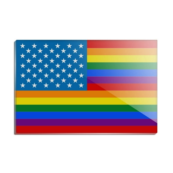 Gay Pride American Flag Rainbow Rectangle Acrylic Fridge Refrigerator Magnet
