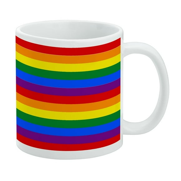 Gay Pride American Flag Rainbow White Mug