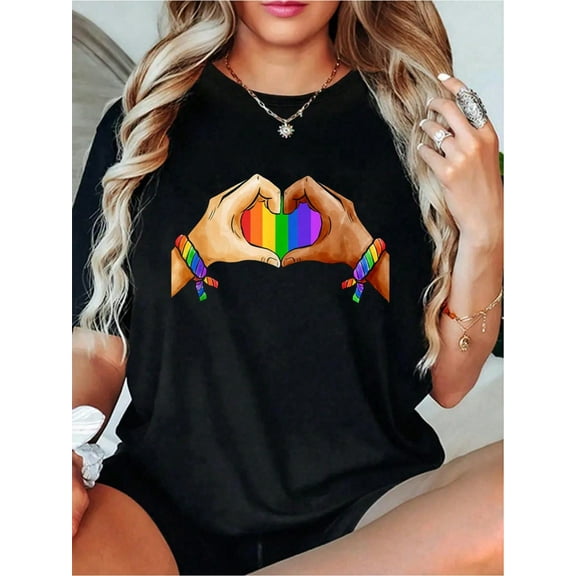 Gay Pride Clothing LGBT Rainbow Flag T Shirt Tee Heart Unity T-Shirt - Soft 100% Cotton Shirts Summer Outfits For Women, Crop Tops Women, Graphic Tees For Daily Wear
