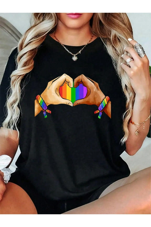 Gay Pride Clothing LGBT Rainbow Flag T Shirt Tee Heart Unity T-Shirt - Soft 100% Cotton Shirts Summer Outfits For Women, Crop Tops Women, Graphic Tees For Daily Wear