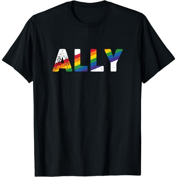 Gay Pride Colors LGBTQ Ally Shirt - Rainbow Gay Ally Shirt T-Shirt