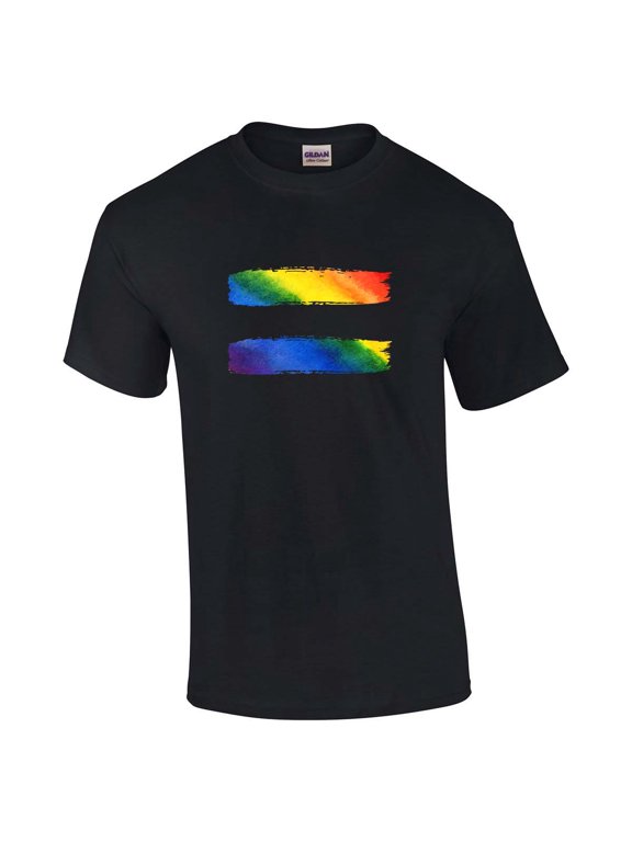Gay Pride Equal Sign Rainbow Equality LGBTQ Unisex Short Sleeve T-shirt Graphic Tee-Black-medium
