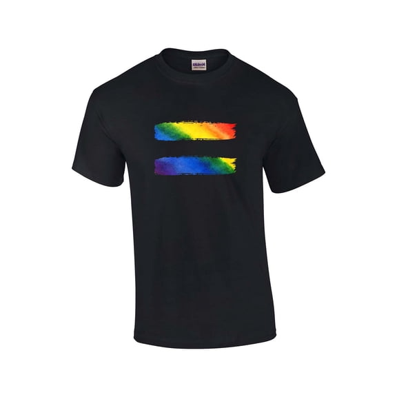 Gay Pride Equal Sign Rainbow Equality LGBTQ Unisex Short Sleeve T-shirt Graphic Tee-Black-xxxl
