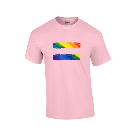 Gay Pride Equal Sign Rainbow Equality LGBTQ Unisex Short Sleeve T-shirt Graphic Tee-Light Pink-medium