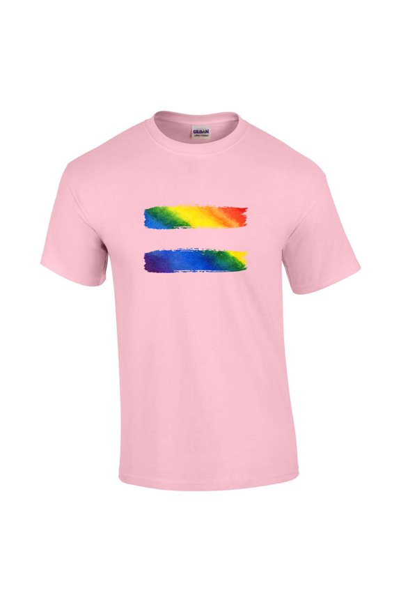 Gay Pride Equal Sign Rainbow Equality LGBTQ Unisex Short Sleeve T-shirt Graphic Tee-Light Pink-small