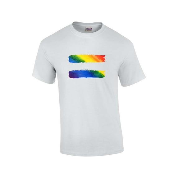 Gay Pride Equal Sign Rainbow Equality LGBTQ Unisex Short Sleeve T-shirt Graphic Tee-White-xxxl