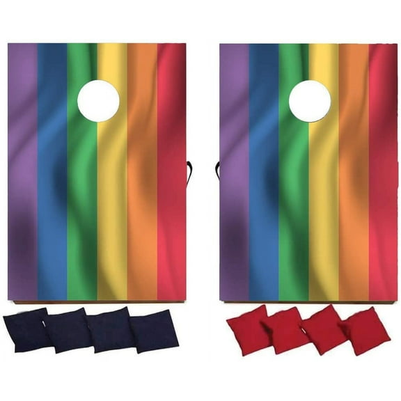Gay Pride Flag Cornhole Bean Bag Toss Game Set, Bags Included, LGBTQ+ Pride Flag Bag Toss
