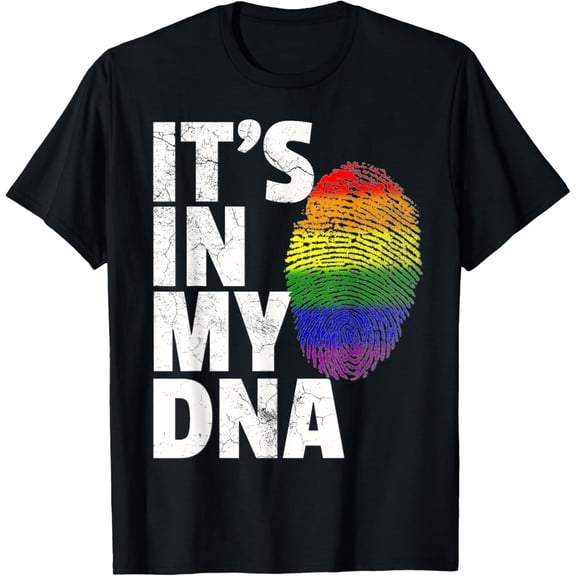 Gay Pride Flag Gift It's In My DNA LGBT LGBTQ Men Women Gift T-ShirtMen and women, White Black T-shirt, size: Extra large S-815XL