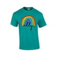 thumbnail image 1 of Gay Pride Flag Rainbow Ally Support LGBTQ Unisex Short Sleeve T-shirt Graphic Tee-Jade-small, 1 of 4