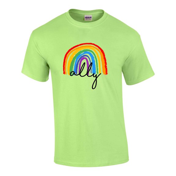 Gay Pride Flag Rainbow Ally Support LGBTQ Unisex Short Sleeve T-shirt Graphic Tee-Mint-xl