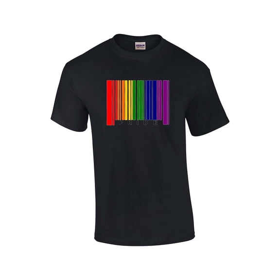 Gay Pride Flag Rainbow Barcode Support LGBTQ Unisex Short Sleeve T-shirt Graphic Tee-Black-xxl
