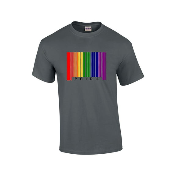 Gay Pride Flag Rainbow Barcode Support LGBTQ Unisex Short Sleeve T-shirt Graphic Tee-Charcoal-medium